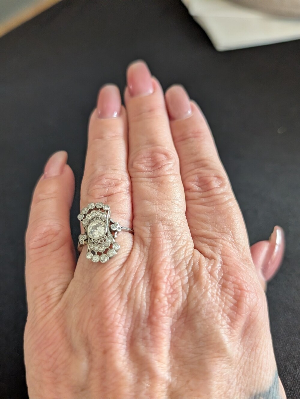 Antique Diamond Platinum Ring Size 6 - Picture 4 of 11
